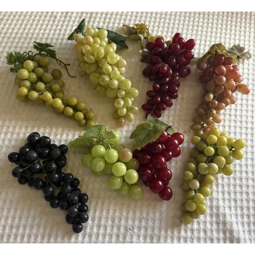Vintage Rubber Grapes Grape Lot 8 Bunches Plastic Multicolor Realistic Decor